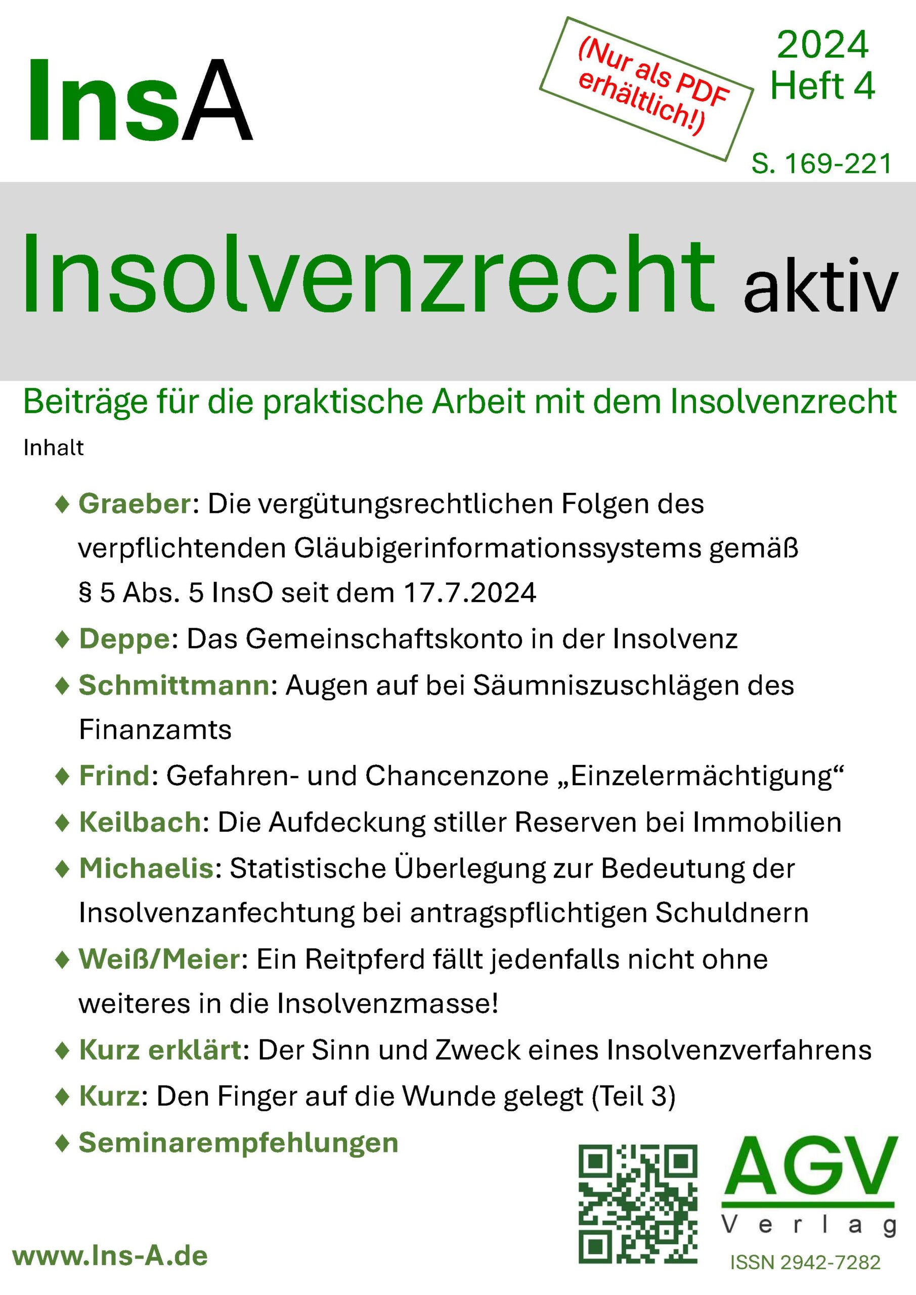 InsA – Insolvenzrecht aktiv Cover