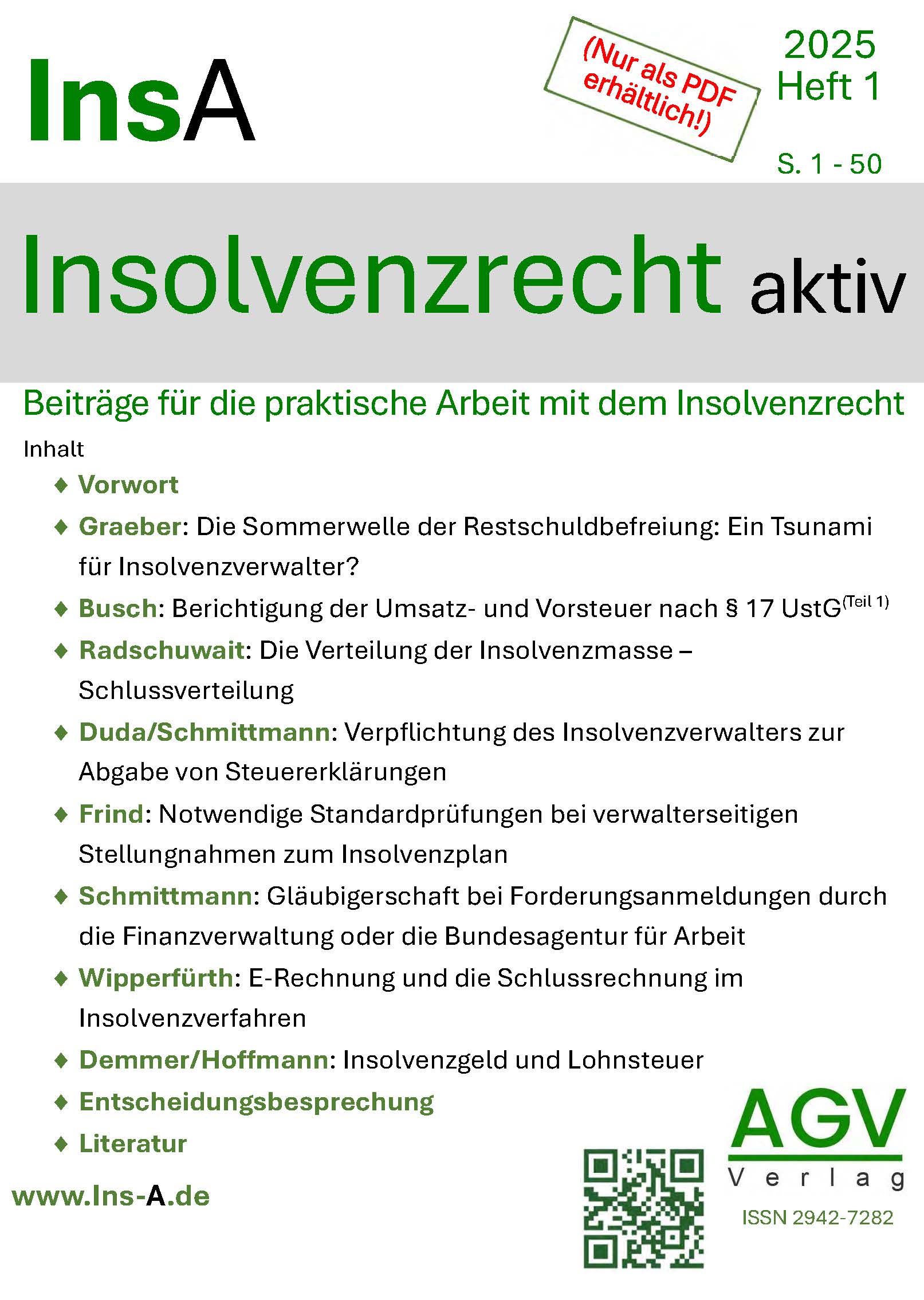 InsA – Insolvenzrecht aktiv Cover